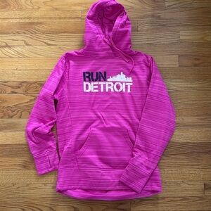 Run Detroit Michigan Women L Pink Hoodie Hooded Sweatshirt J. America
